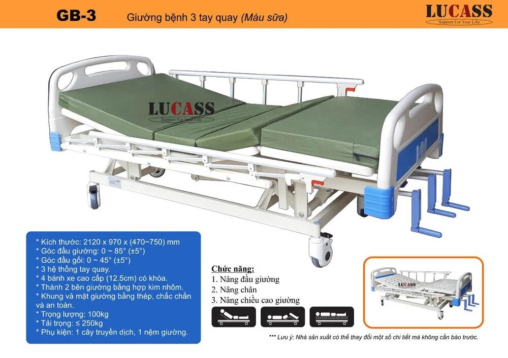 giường bệnh 3 tay quay Đông Hà